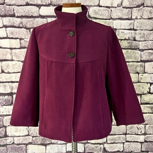 Chico's Purple 2 Button Jacket W/ Animal Pring Lining Size M - Picture 1 of 8